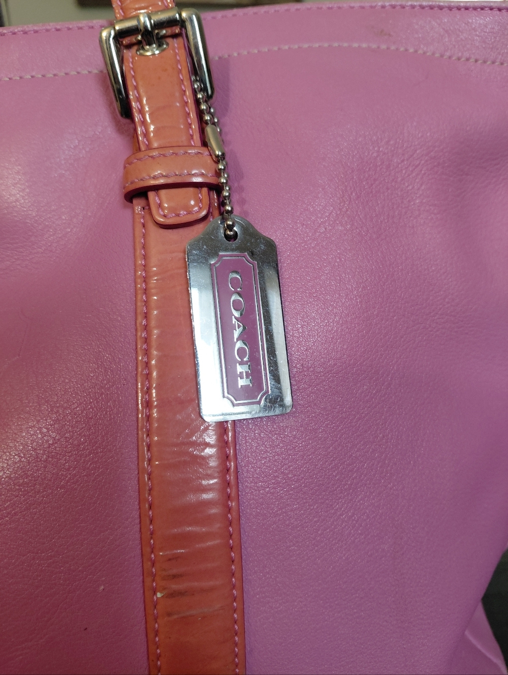 Vintage Coach Hampton Gallery Pink Leather Tote Shoulder Bag - Picture 5 of 16